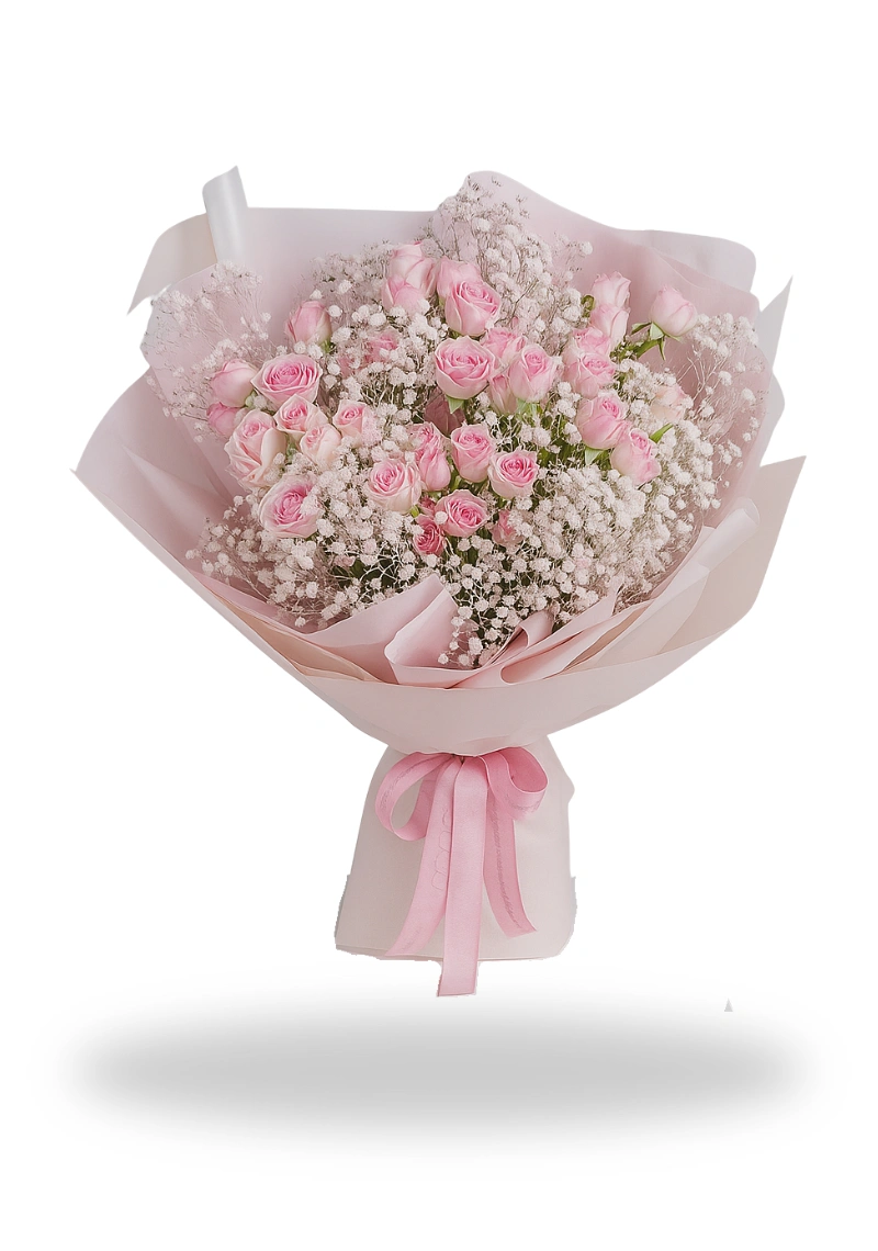Baby Pink Roses Hand Bouquet
